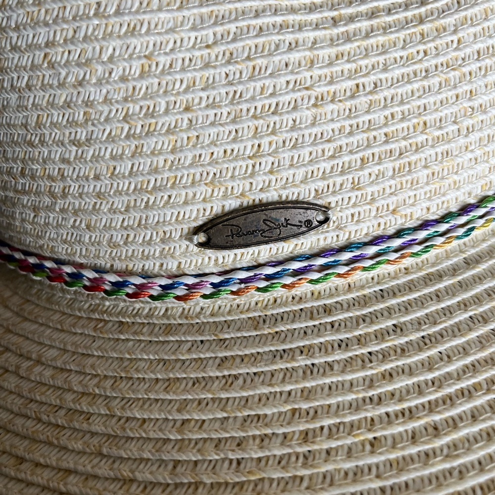 Panama Jack Paper Straw Floppy Sun Hat Colorful Braid - Picture 6 of 7